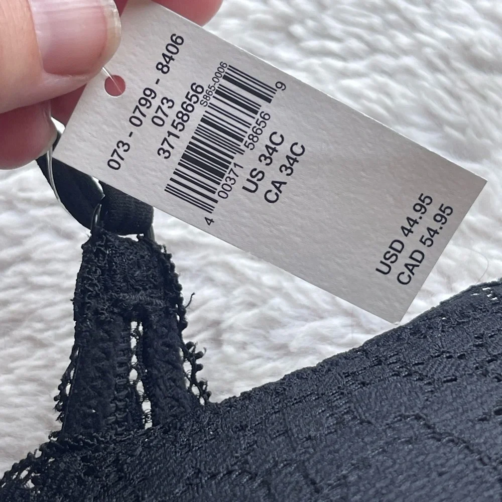 Aerie NWT black wireless floral lace bra